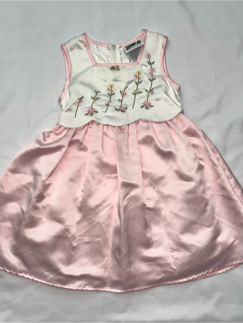 Speechless Pink and Ivory Satin Floral Dress for Kids